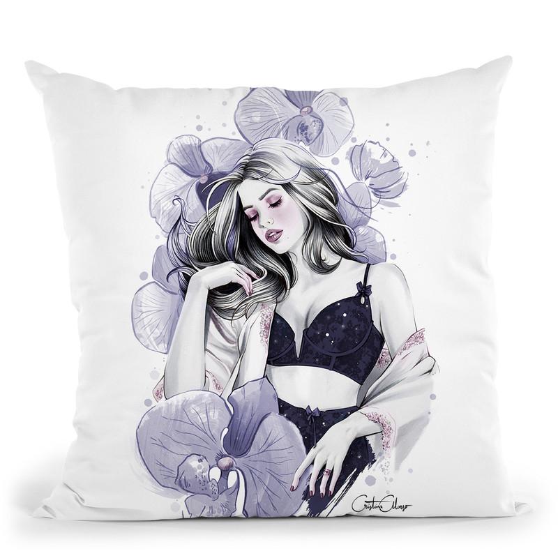 Midnight Orchid Throw Pillow By Cristina Alonso