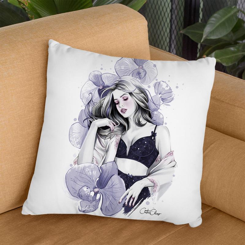 Midnight Orchid Throw Pillow By Cristina Alonso