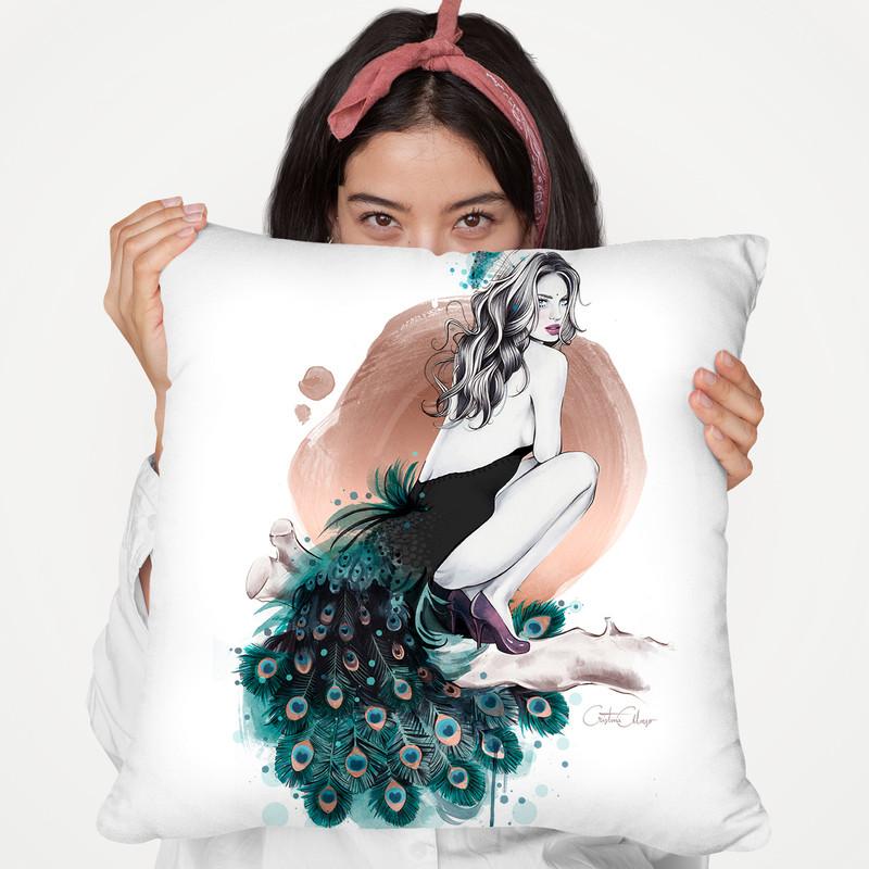 Peculiar Peacock Throw Pillow By Cristina Alonso