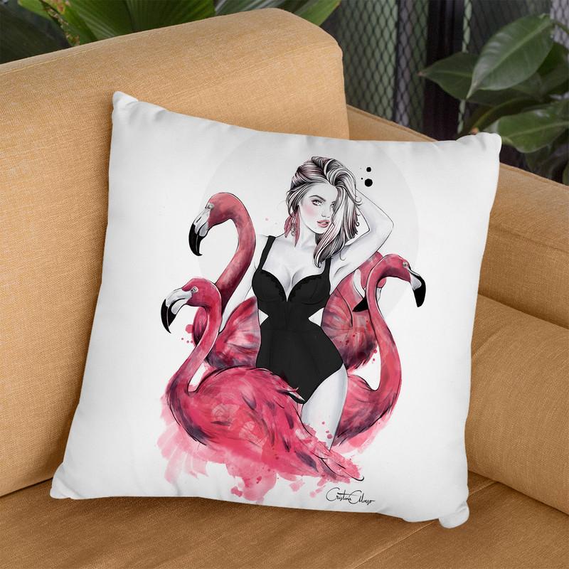 Flamingo Fancy Throw Pillow By Cristina Alonso