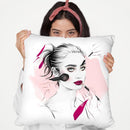 Glitter Lips Throw Pillow By Cristina Alonso