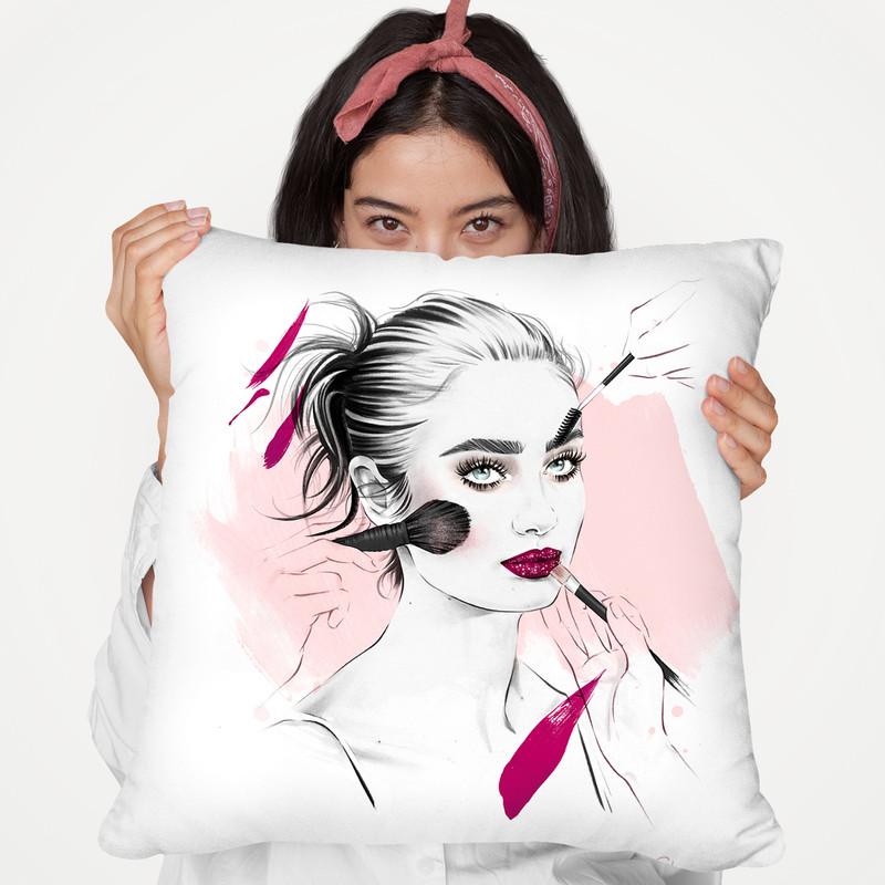 Glitter Lips Throw Pillow By Cristina Alonso