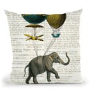 Elephant Ride I V2 Newsprint Throw Pillow By Sue Schlabach