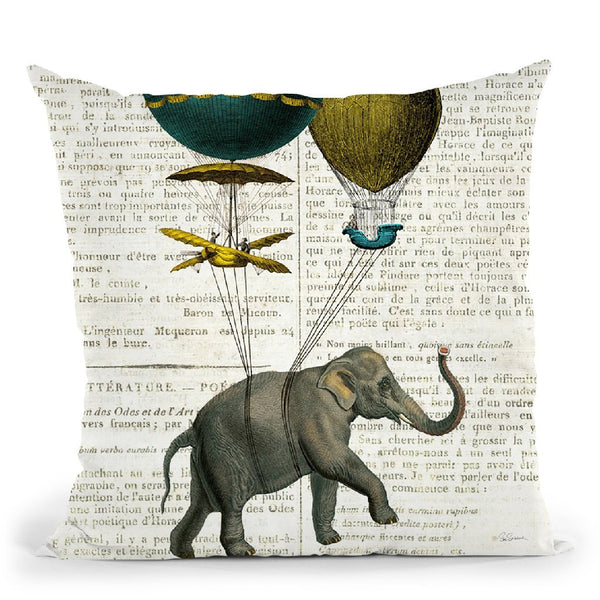 Elephant Ride I V2 Newsprint Throw Pillow By Sue Schlabach