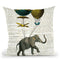 Elephant Ride I V2 Newsprint Throw Pillow By Sue Schlabach