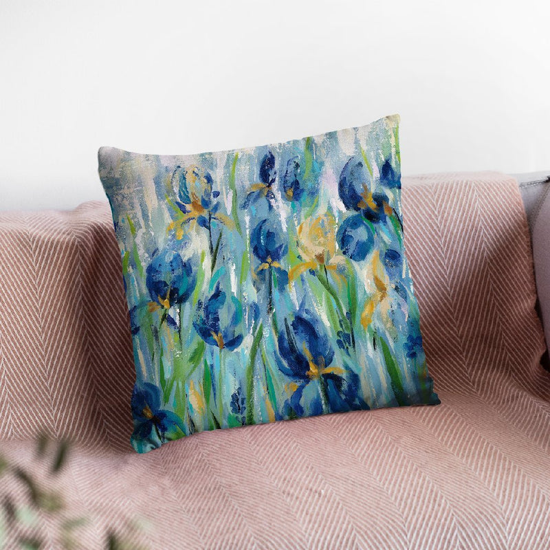 Iris Flower Bed Throw Pillow By Silvia Vassileva