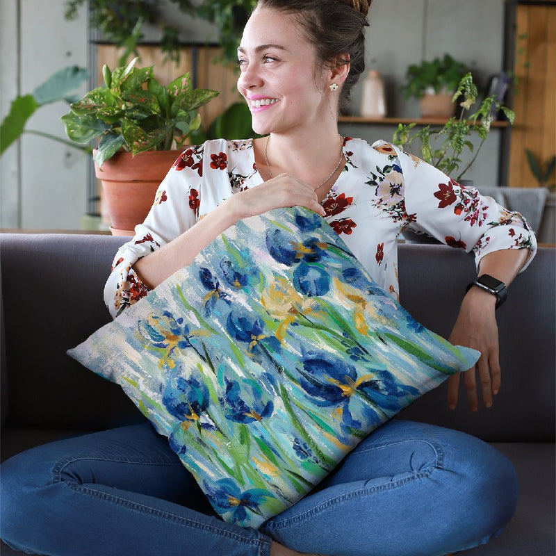 Iris Flower Bed Throw Pillow By Silvia Vassileva
