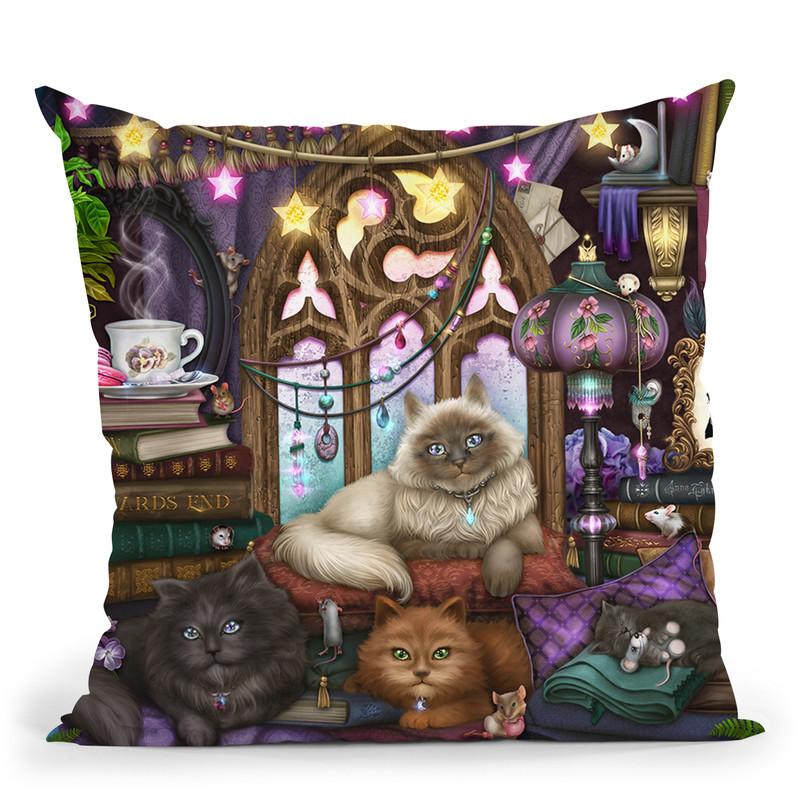 Ashwood Cats Black Throw Pillow By Tate Licensing