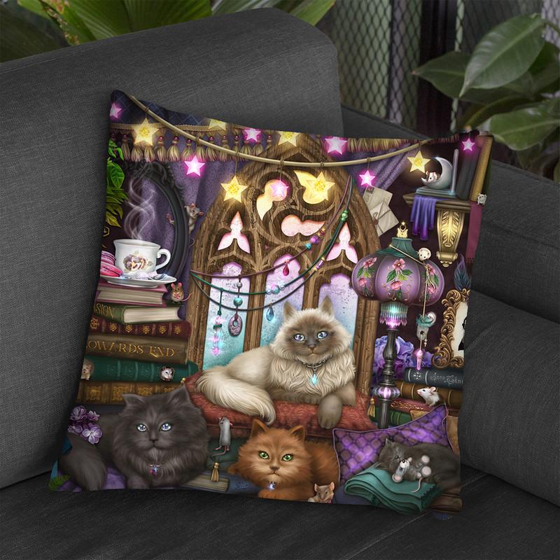Ashwood Cats Black Throw Pillow By Tate Licensing