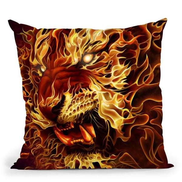 Fire Tiger Throw Pillow By Tate Licensing