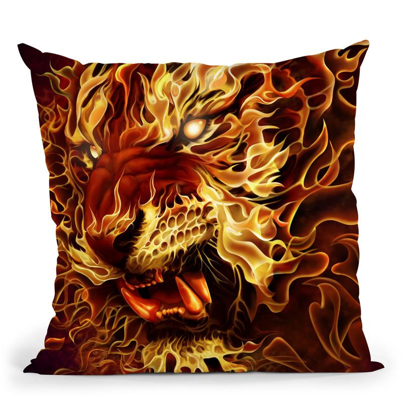 Fire Tiger Throw Pillow By Tate Licensing