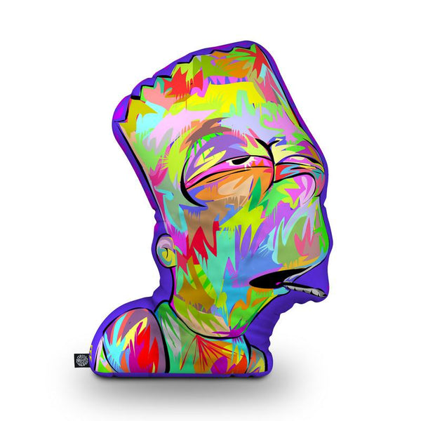 Bart High Shaped Throw Pillow by Technodrome1 - by all about vibe