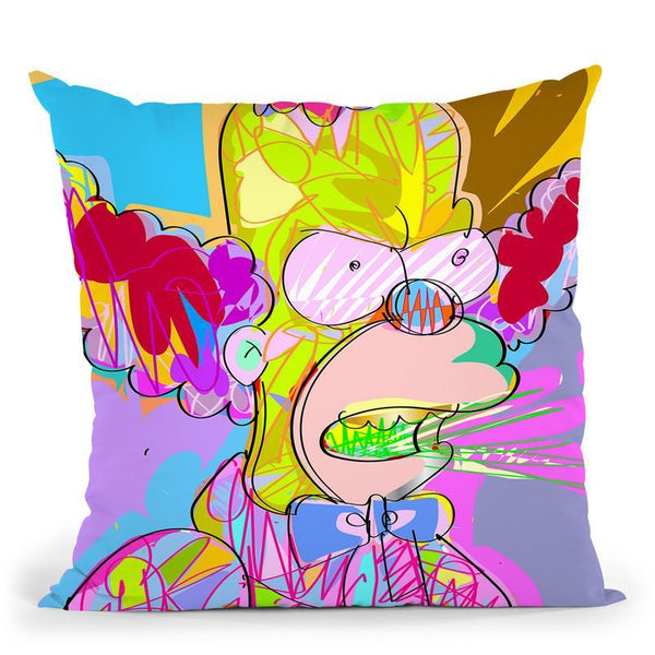 Krusty Throw Pillow By  Technodrome1