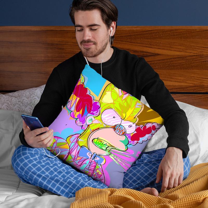 Krusty Throw Pillow By  Technodrome1