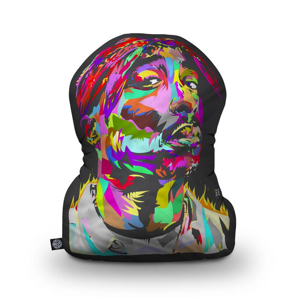 Tupac Black Shaped Throw Pillow by Technodrome1 - by all about vibe
