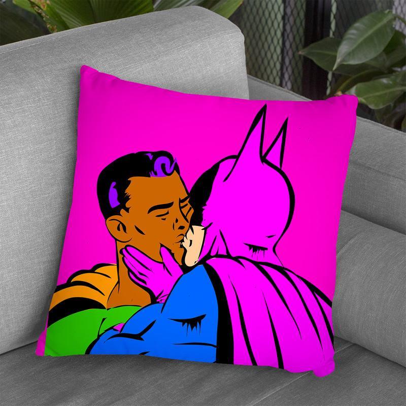 Gay Batman-Superman Throw Pillow By  Technodrome1
