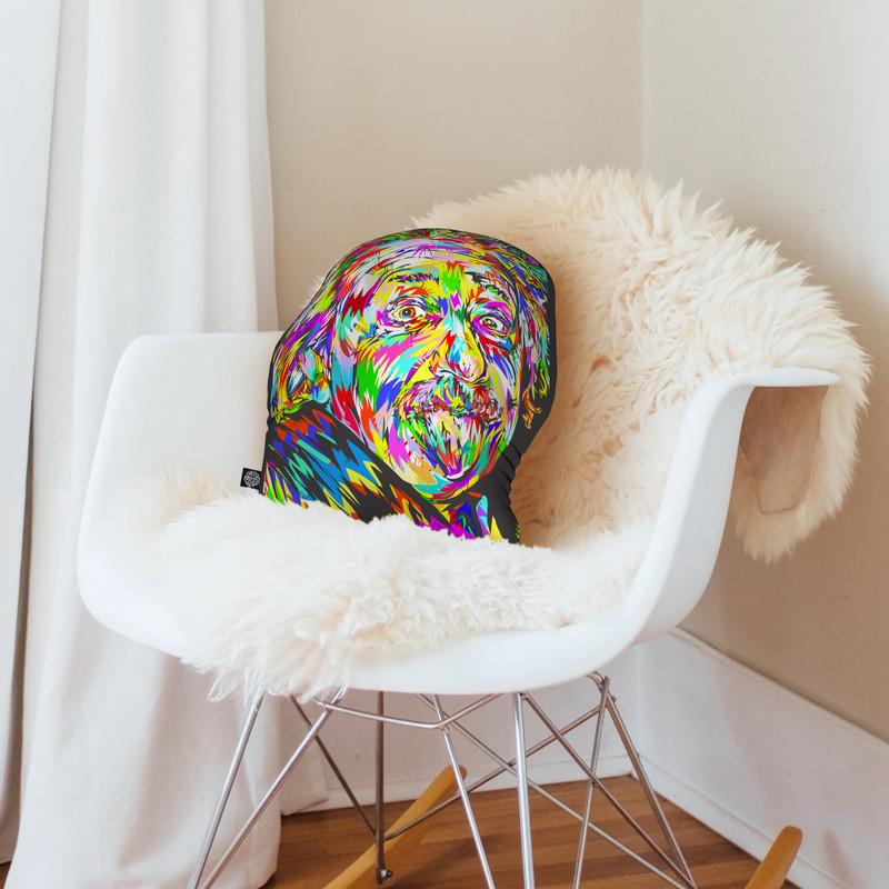 Einstein Shaped Throw Pillow by Technodrome1 - by all about vibe