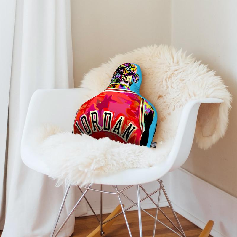 Jordan Back Shaped Throw Pillow by Technodrome1 - by all about vibe