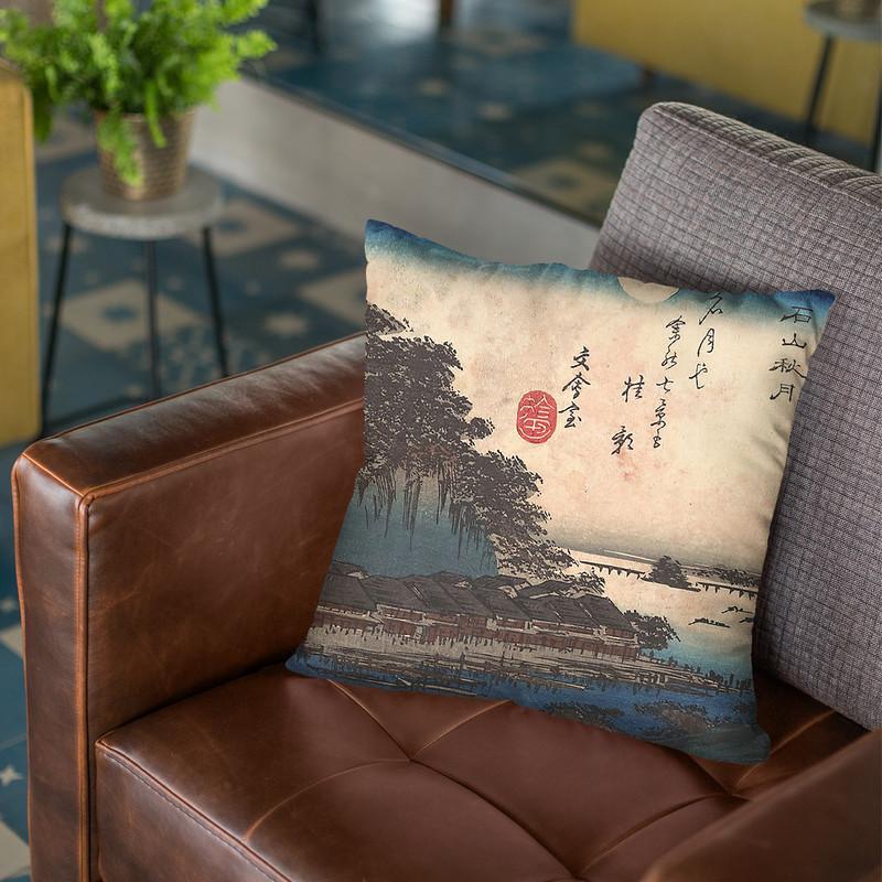 Autumn Moon Atishiyama Throw Pillow By Tesai Hokuba