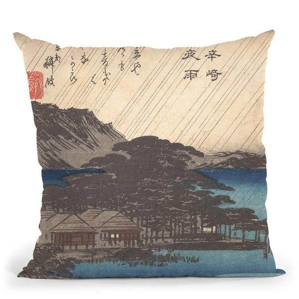 Rain At Karasakipine Tree Throw Pillow By Tesai Hokuba
