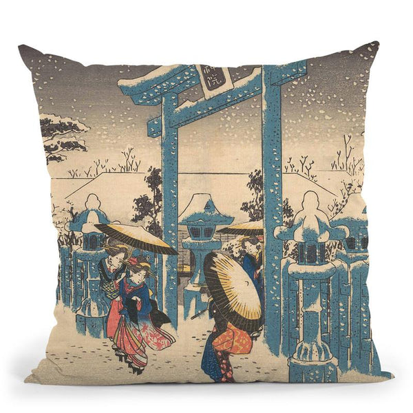 The Gionrinein Snow Throw Pillow By Tesai Hokuba