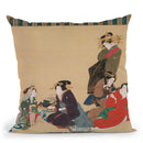 Five Beauties Throw Pillow By Tesai Hokuba