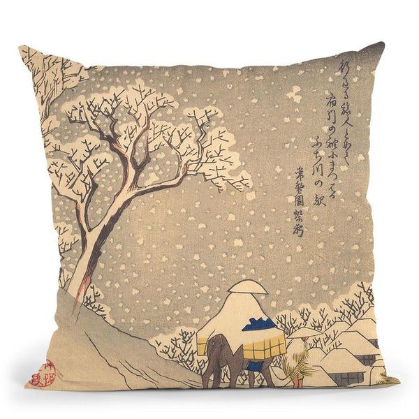 Fujikawa Throw Pillow By Utagawa Hiroshige