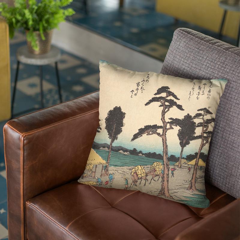Fukuroi Throw Pillow By Utagawa Hiroshige