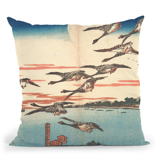 Full Moon At Takanawa Throw Pillow By Utagawa Hiroshige