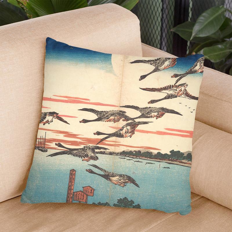 Full Moon At Takanawa Throw Pillow By Utagawa Hiroshige