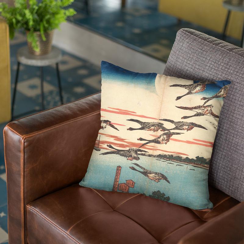 Full Moon At Takanawa Throw Pillow By Utagawa Hiroshige