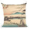 Geese Flying Down To Katada Throw Pillow By Utagawa Hiroshige
