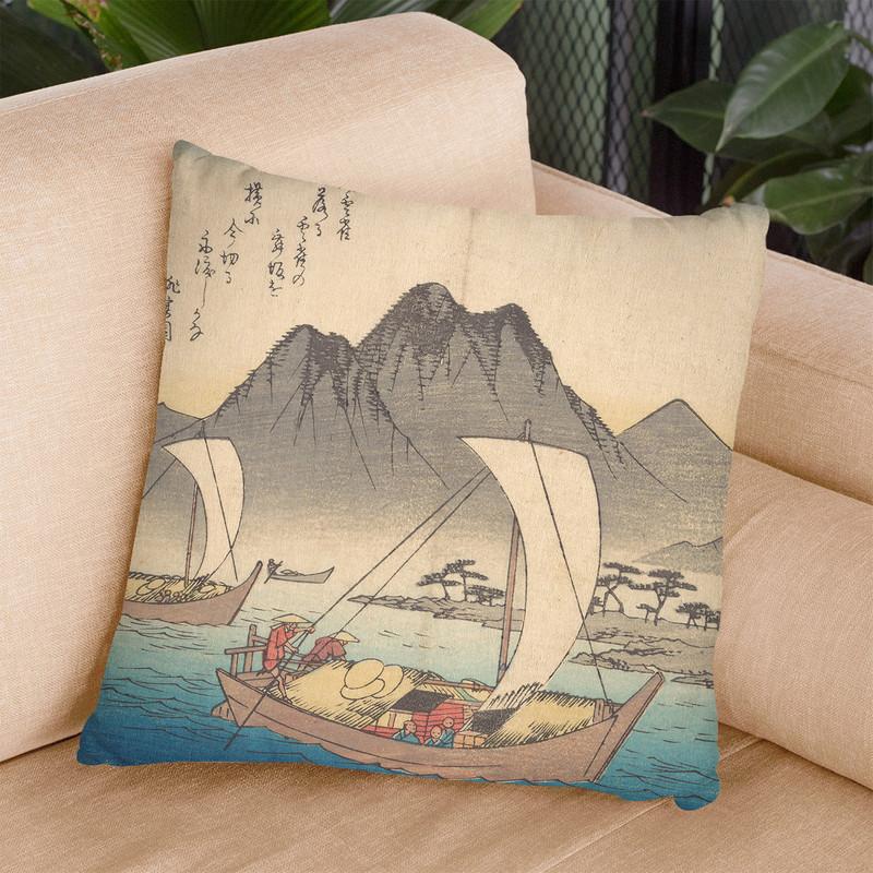Maizaka Station Throw Pillow By Utagawa Hiroshige