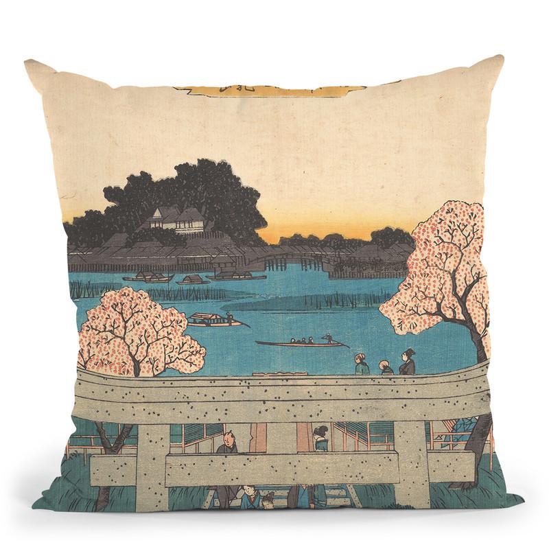 Mimeguri Zutsumi Matsuchiyama Embo Throw Pillow By Utagawa Hiroshige