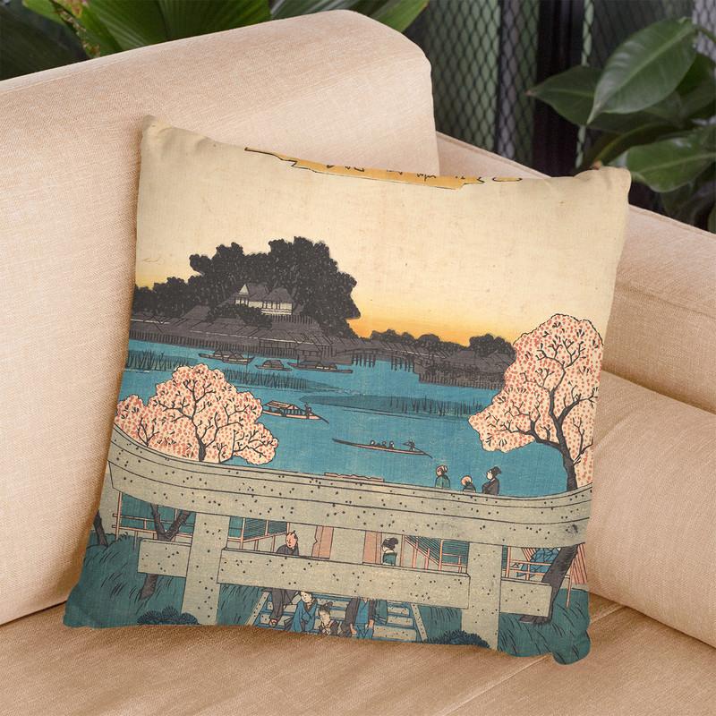 Mimeguri Zutsumi Matsuchiyama Embo Throw Pillow By Utagawa Hiroshige