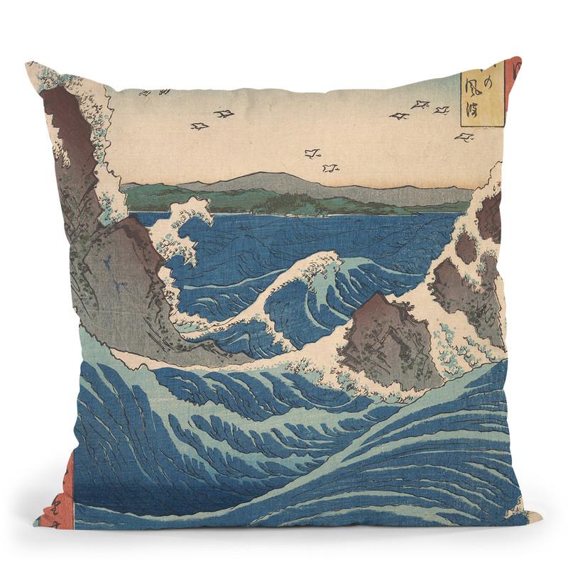 Naruto Whirlpool, Awa Province Throw Pillow By Utagawa Hiroshige