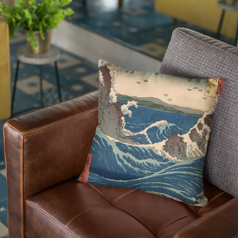 Naruto Whirlpool, Awa Province Throw Pillow By Utagawa Hiroshige