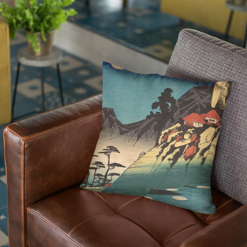 Reflections Of The Moon In The Ricefields Of Sarashina Ininshu Throw Pillow By Utagawa Hiroshige