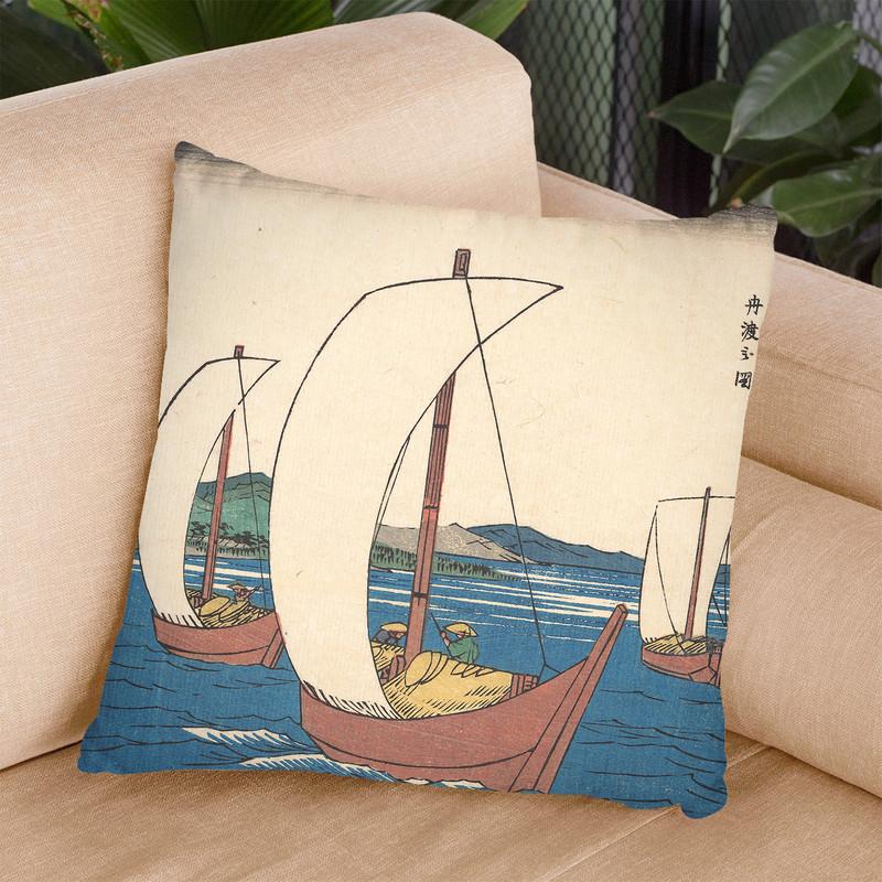 Arai Throw Pillow By Utagawa Hiroshige