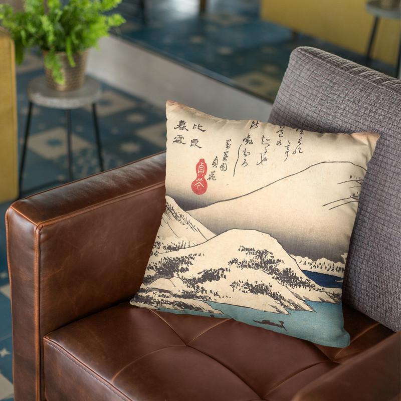 Snow At Mt Hira Throw Pillow By Utagawa Hiroshige