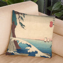 Soshu, Enoshima Iwaya No Zu Throw Pillow By Utagawa Hiroshige