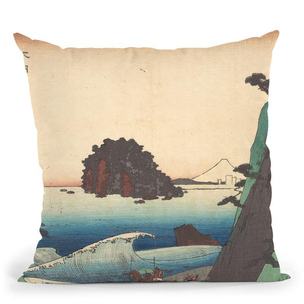Soshu,Ichi-Ri Ga Hama Throw Pillow By Utagawa Hiroshige