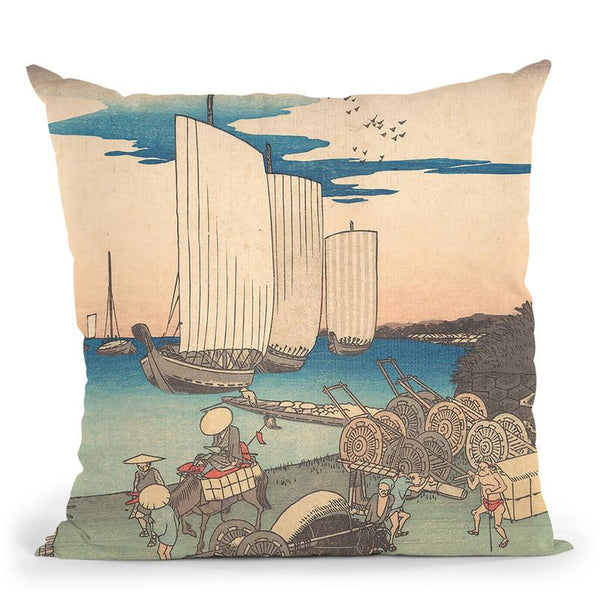 Takanawa No Yukei Throw Pillow By Utagawa Hiroshige