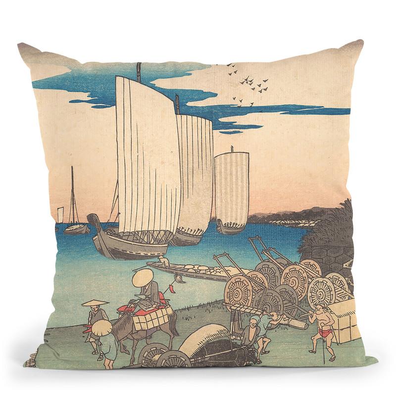 Takanawa No Yukei Throw Pillow By Utagawa Hiroshige