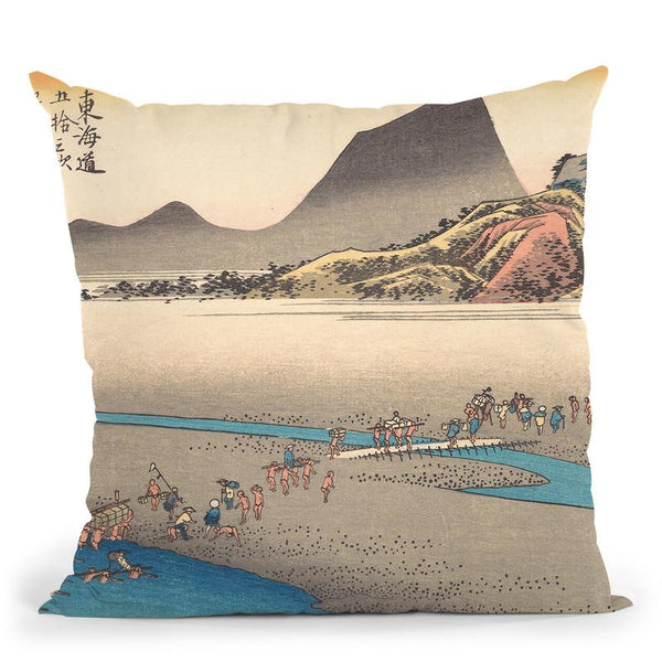 The Far Bank Of The _i Riverat Kanaya Throw Pillow By Utagawa Hiroshige