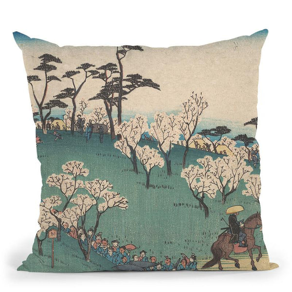 Asakayama Hanami Throw Pillow By Utagawa Hiroshige