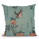 Titmouse And Camellias Throw Pillow By Utagawa Hiroshige