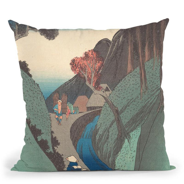 Utsu Hill At Okabe Throw Pillow By Utagawa Hiroshige