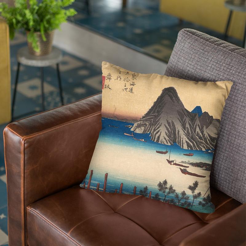 View Of Imaki Point From Maizaka Throw Pillow By Utagawa Hiroshige