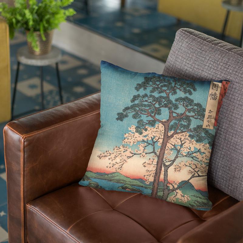 View Of Kajikoyama, Inaba Province Throw Pillow By Utagawa Hiroshige